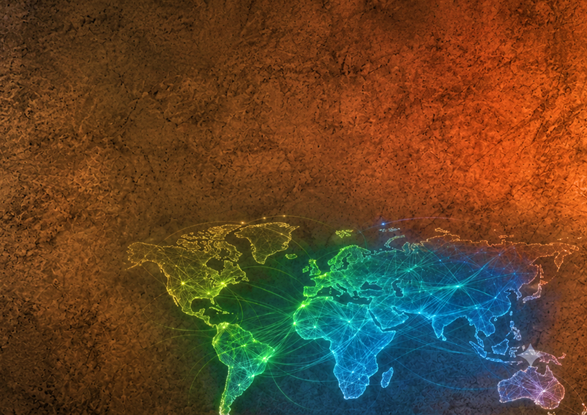 Illuminated global connections on dark earth