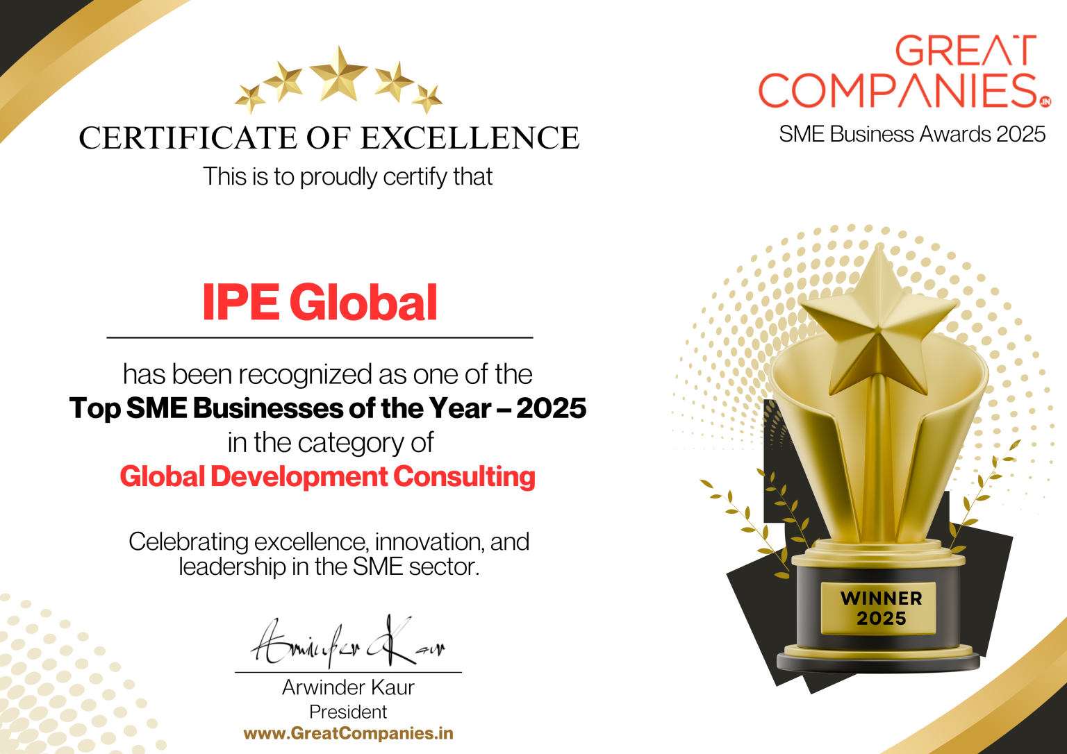 IPE Global receives SME Business of the Year Award 2025 – IPE Global